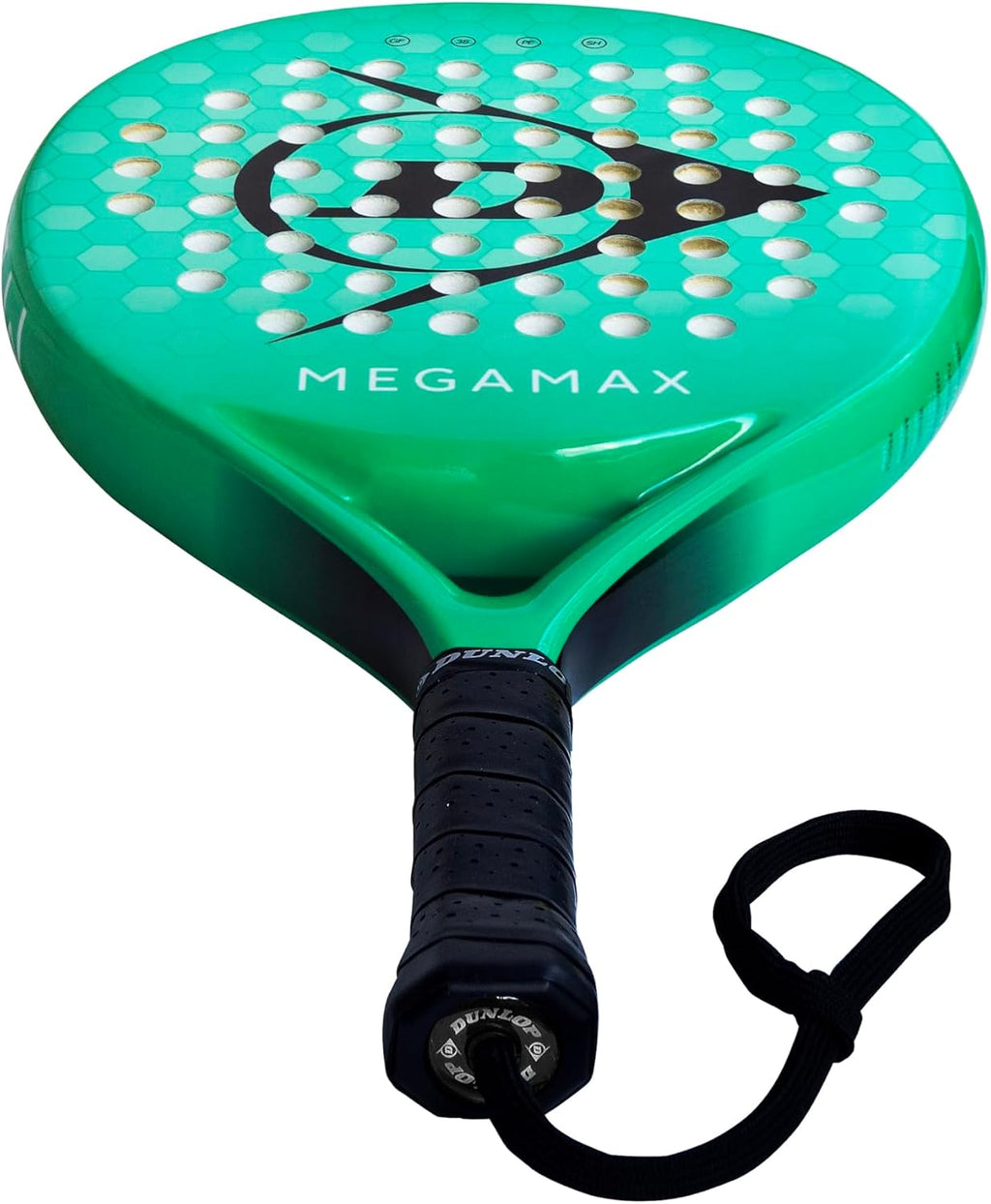 DUNLOP Padel Bat Megamax Silver/Black/Green – Round Shape Graphite Frame – Medium Balance Pro EVA Core – For Beginners