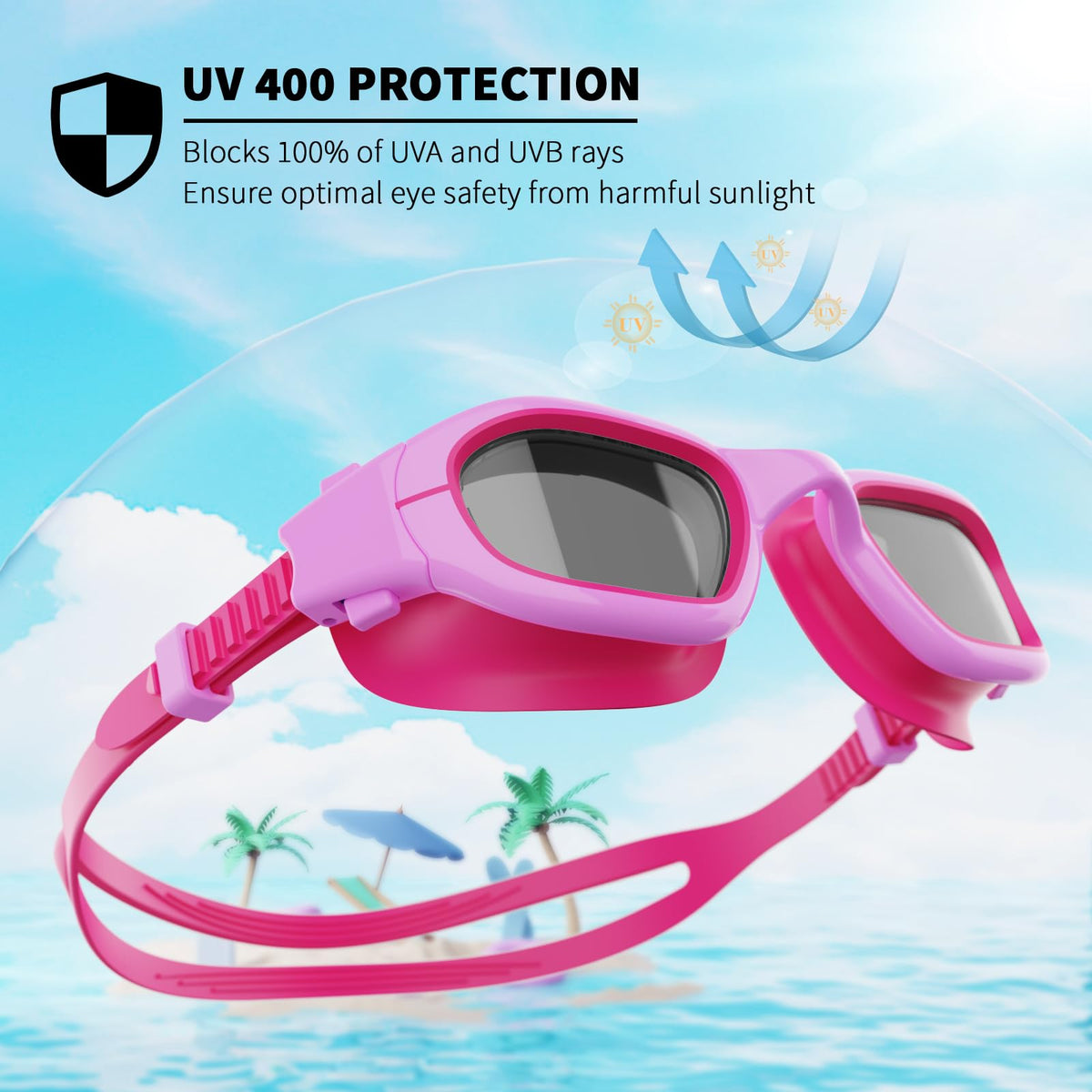 BEEWAY Kids Swimming Goggles for Boys Girls Age 6-14 Anti Fog & Leak Proof