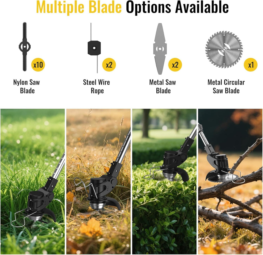 Cordless Grass Trimmer 21V 4.0Ah Garden Strimmer 4 Blades 1 Battery Conentool