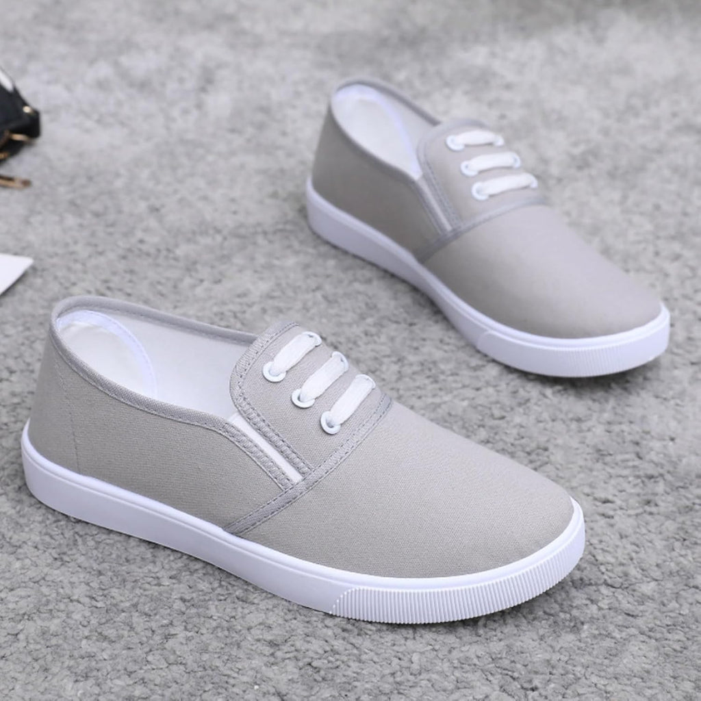Canvas Tennis Shoes for Women Low Top Casual White Black Sneakers for Women Slip on Fashion Comfortable Walking Shoes