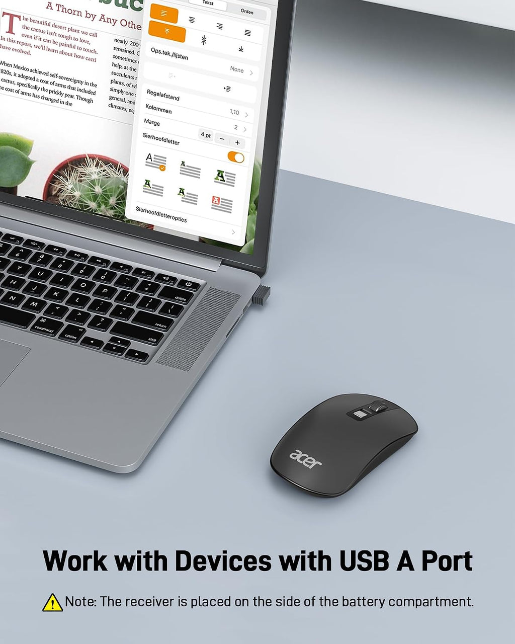 Acer Wireless Mouse, Computer Mouse Wireless with 2.4GHz USB Receiver