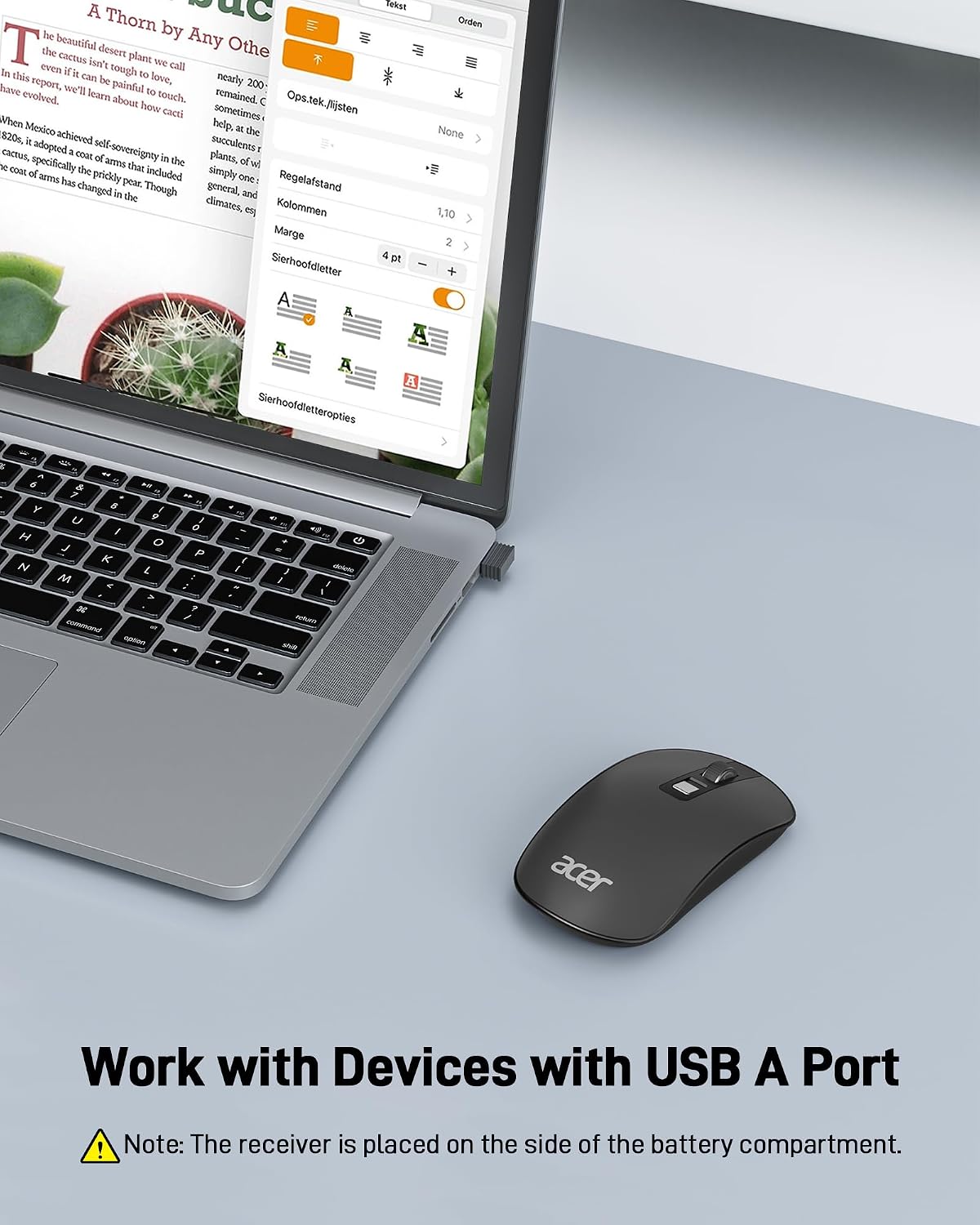 Acer Wireless Mouse, Computer Mouse Wireless with 2.4GHz USB Receiver