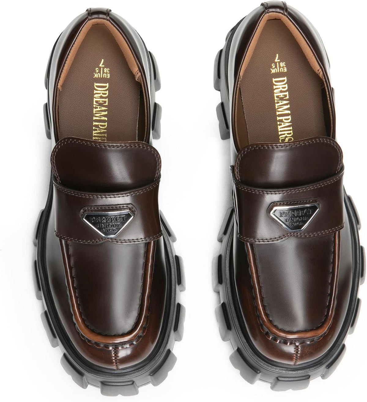 DREAM PAIRS Women's Chunky Loafers Platform Outfit Shoes