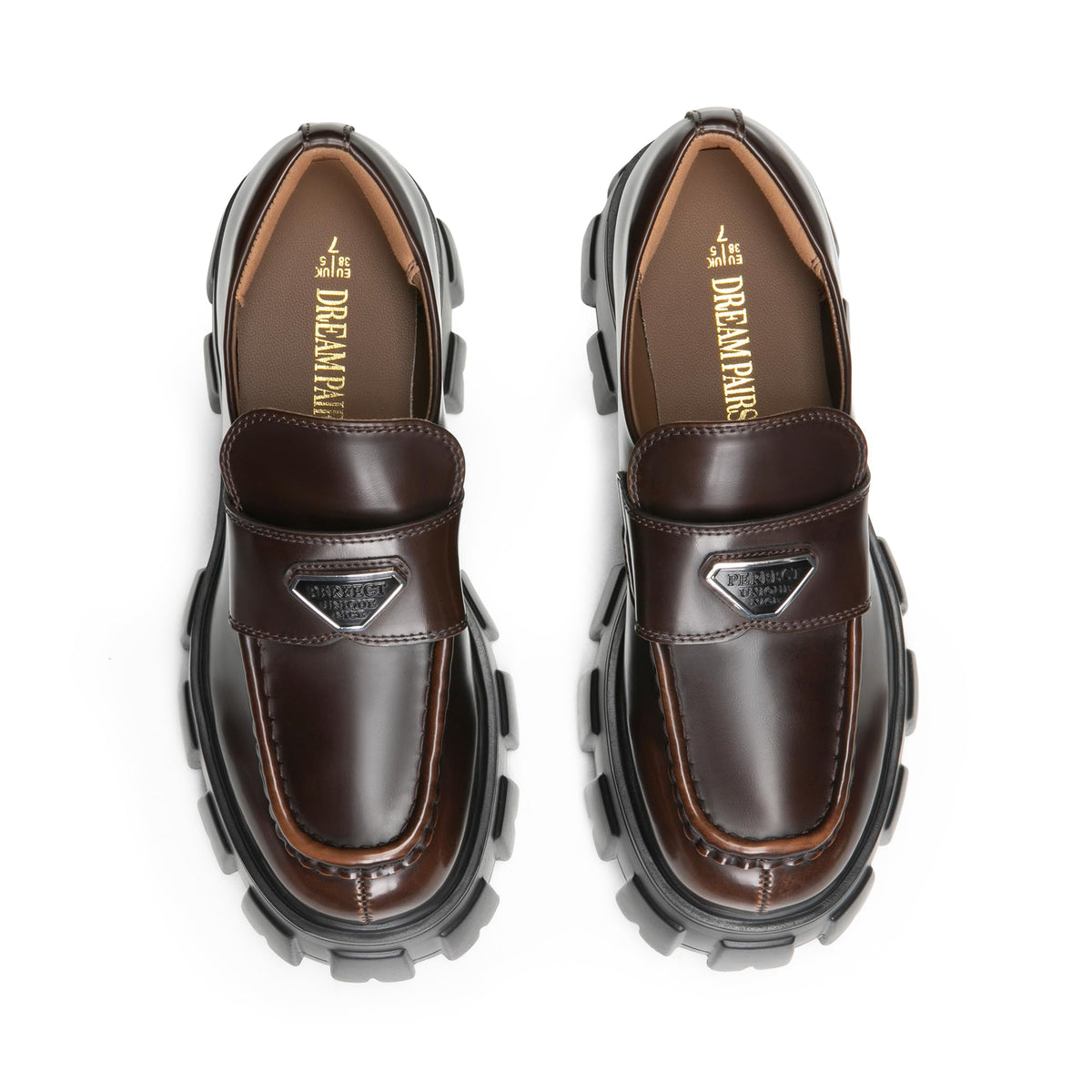 DREAM PAIRS Women's Chunky Loafers Platform Outfit Shoes