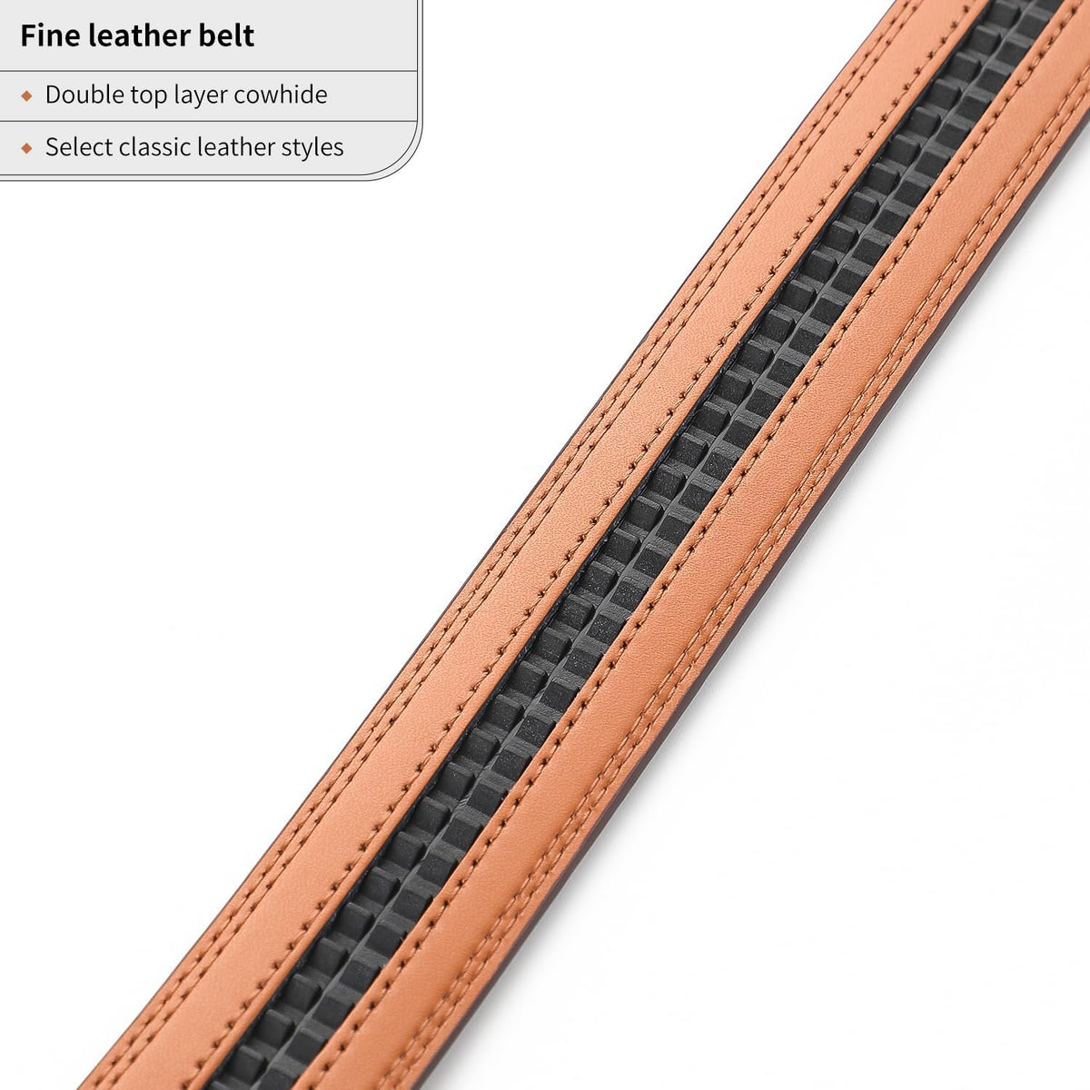 Men's Adjustable Leather Belt Strap & Zinc Alloy Automatic Ratchet Buckle, Customizable for Business Casual & Formal Wear