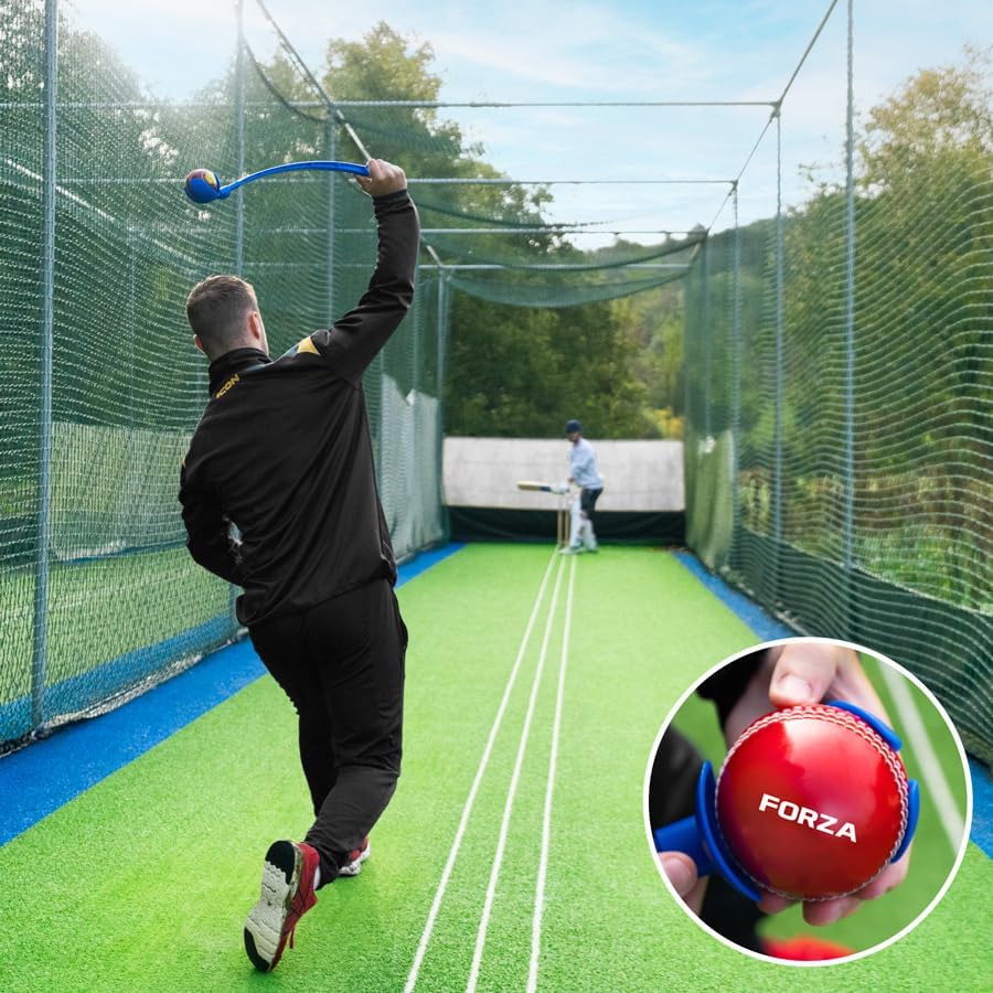 FORTRESS FORZA Cricket Ball Thrower - Short Handle or Long Handle | Ultra-Durable Plastic | Multi-sport Ball Thrower