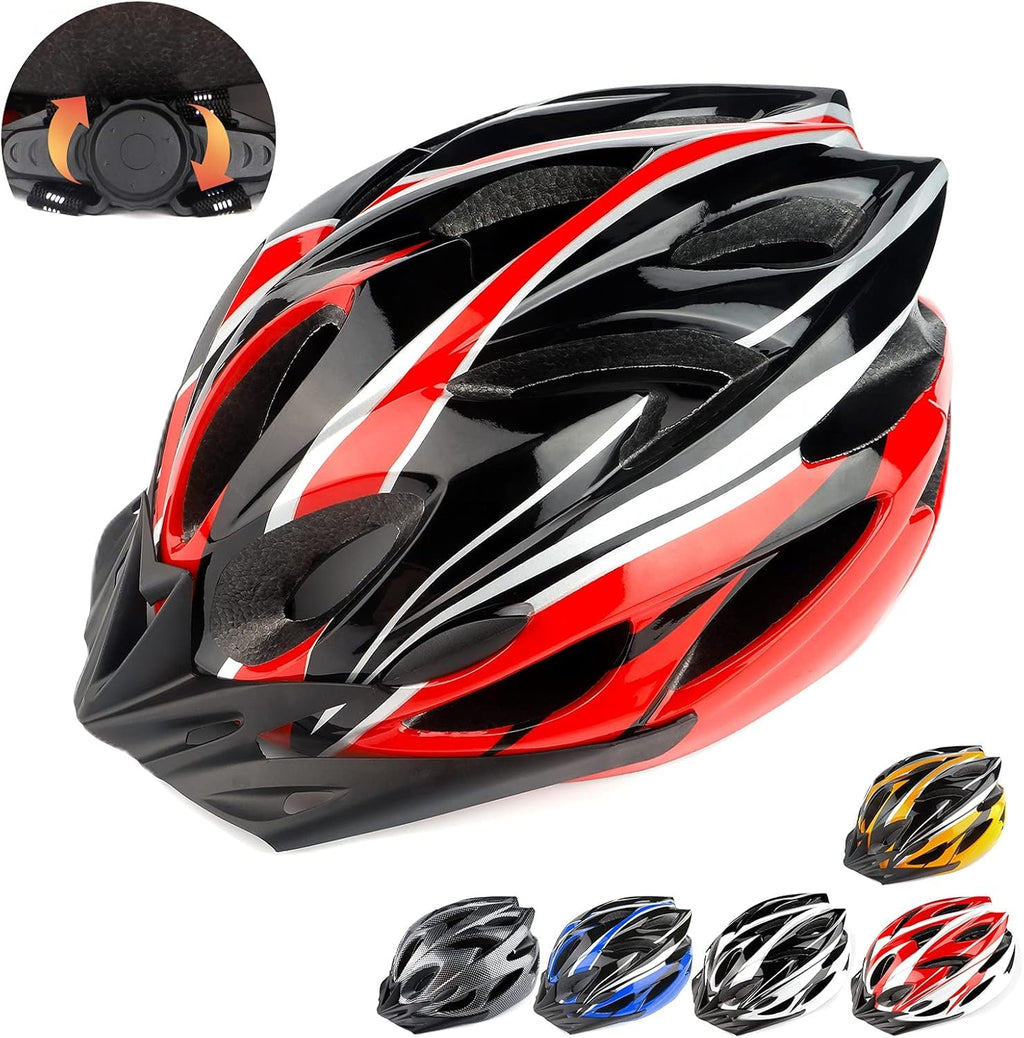 Cycle Helmet, Lightweight Bicycle Helmet, Adjustable Mountain & Road Bike Helmets for Adults, 18 Vents with Adjustable Strap & Detachable Visor for Mens Womens(Head Sizes58-62cm)