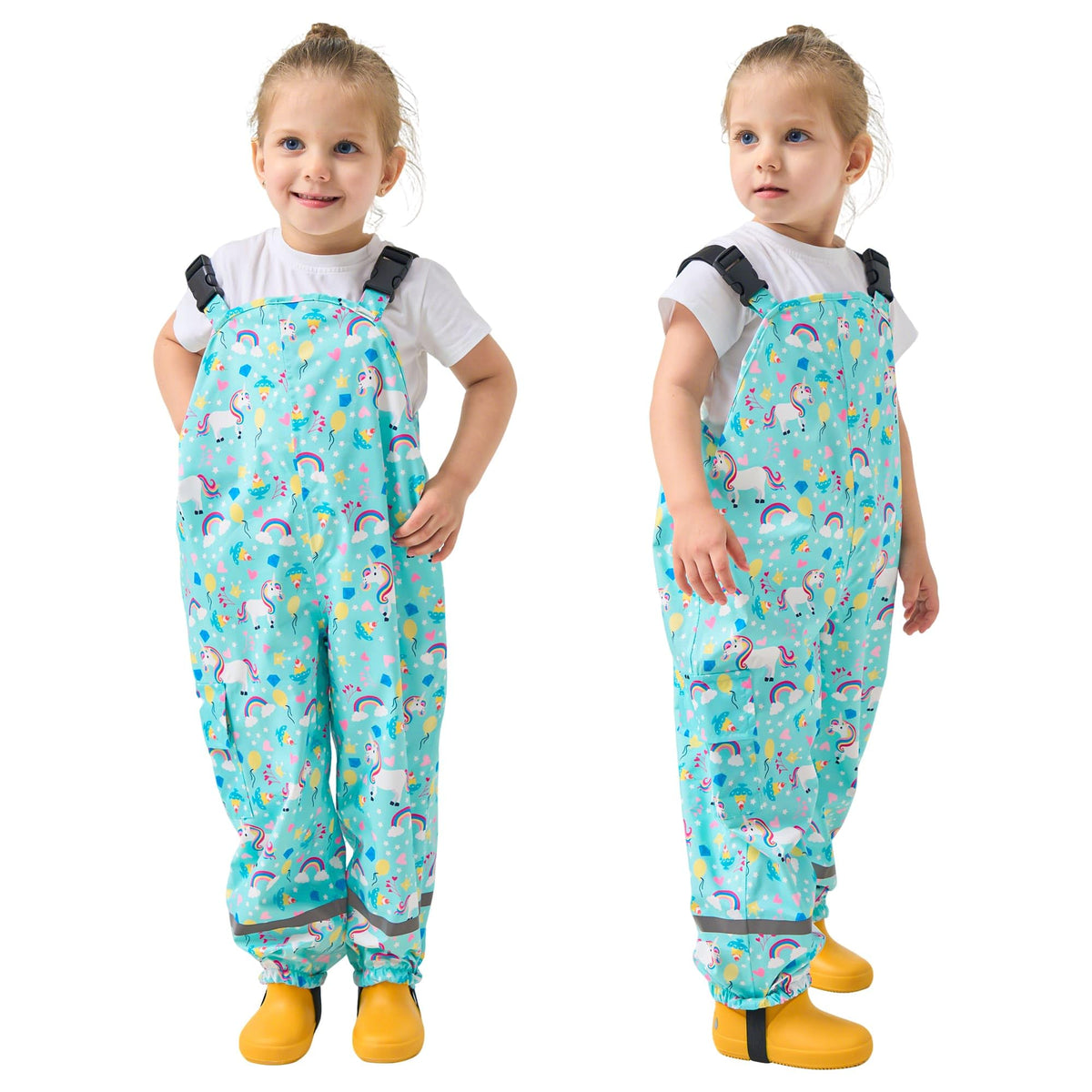 Kids Waterproof Trousers Boys Girls Rain Dungarees, 2-7 Years