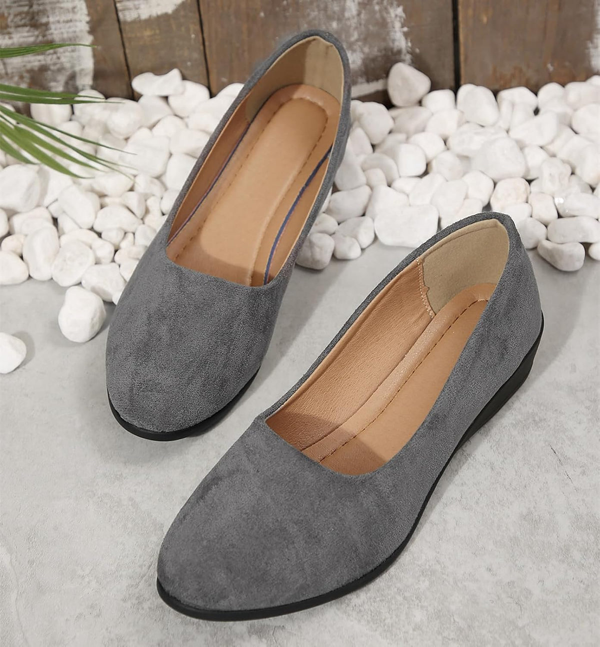 Women's Ballet Flats Business Office Work Dress Shoes Low Wedge Round Toe Slip-Ons Comfortable Dressy Casual Flats Shoes