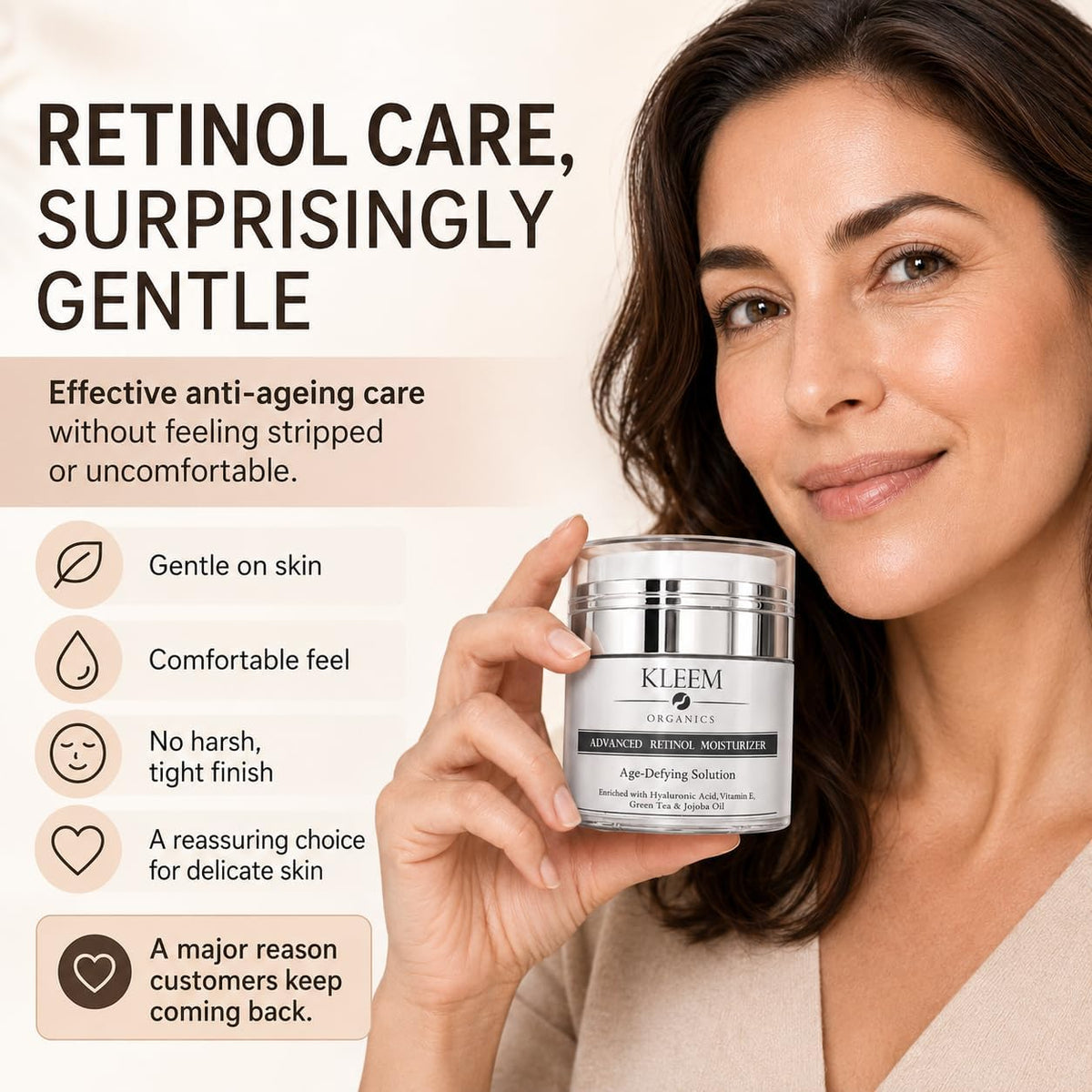 Kleem Organics Pro Collagen Anti Wrinkle Retinol Cream for Face