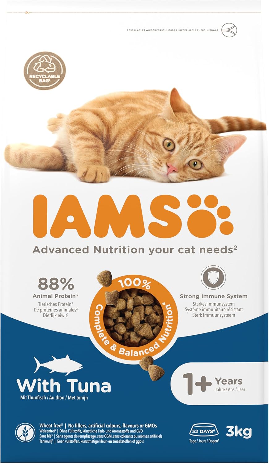 IAMS Adult Complete Dry Cat Food Chicken 3kg - Supports Strong Immune System