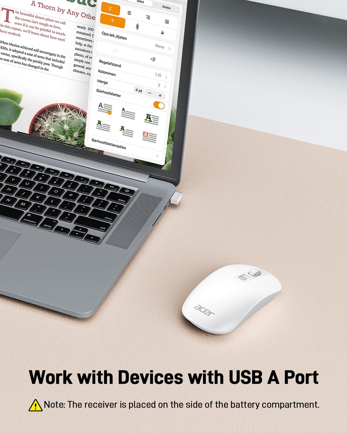 Acer Wireless Mouse, Computer Mouse Wireless with 2.4GHz USB Receiver