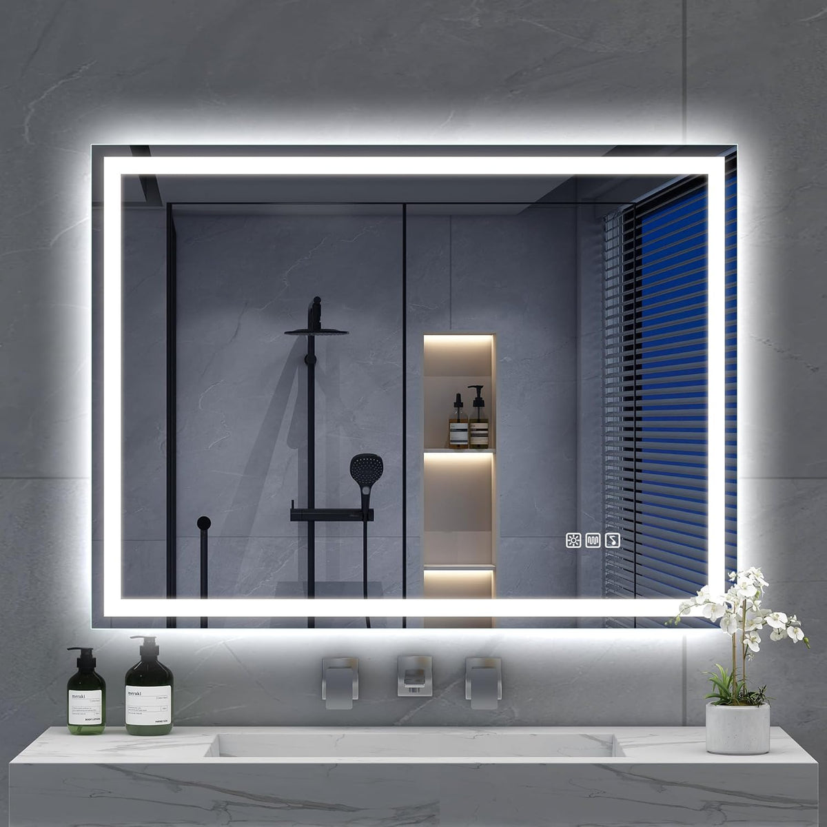 Bluetooth Bathroom LED Mirror 800x600 cm Anti Fog Dimmable S'bagno