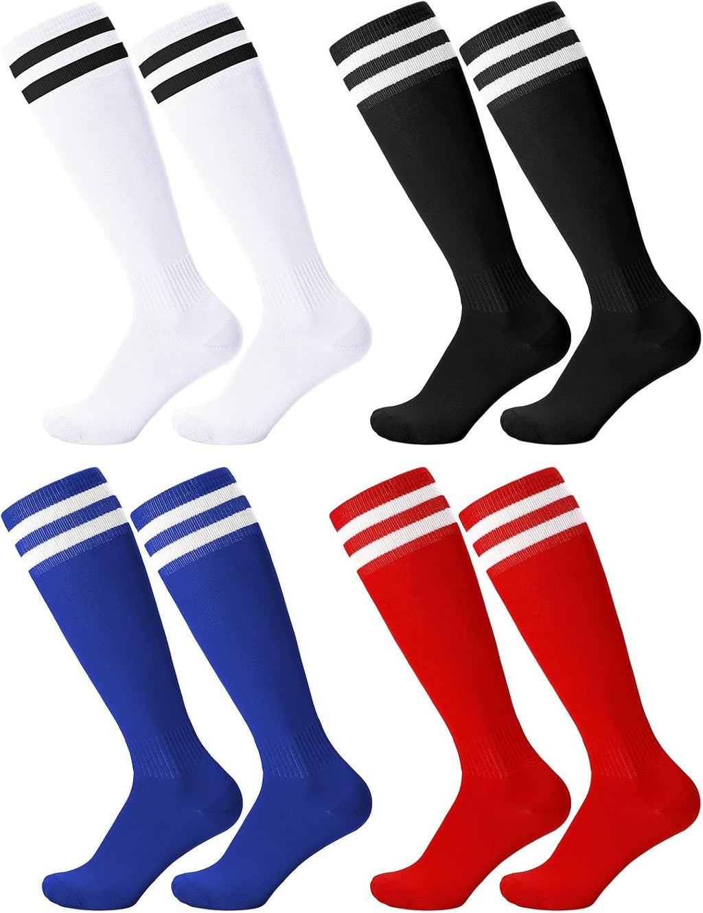 Zuimei 4 Pairs Football Socks Kids Football Socks for Boys Girls Childrens
