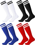 Zuimei 4 Pairs Football Socks Kids Football Socks for Boys Girls Childrens
