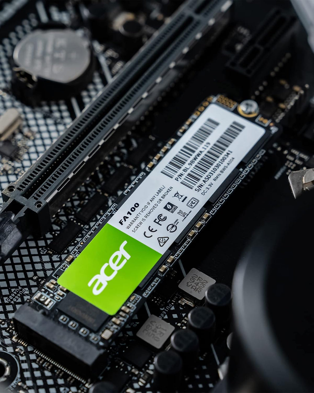 Acer FA100 M.2 2280 SSD 512GB: PCIe 3.0 NVMe with HMB & SLC Cache, Up to 3500 MB/s Read Speed, PC Internal Solid State Drive for Laptop & Desktop Upgrade
