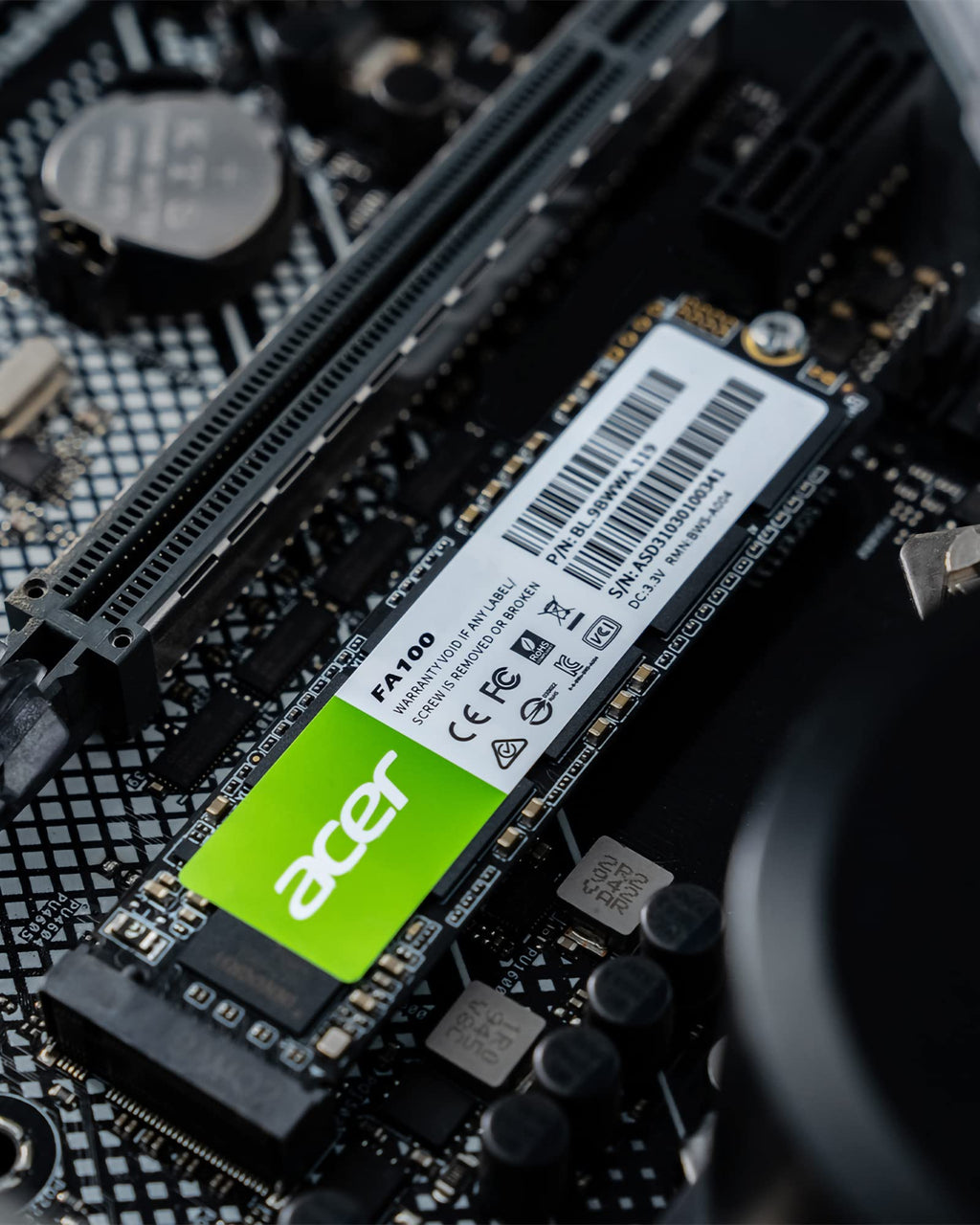 Acer FA100 M.2 2280 SSD 512GB: PCIe 3.0 NVMe with HMB & SLC Cache, Up to 3500 MB/s Read Speed, PC Internal Solid State Drive for Laptop & Desktop Upgrade