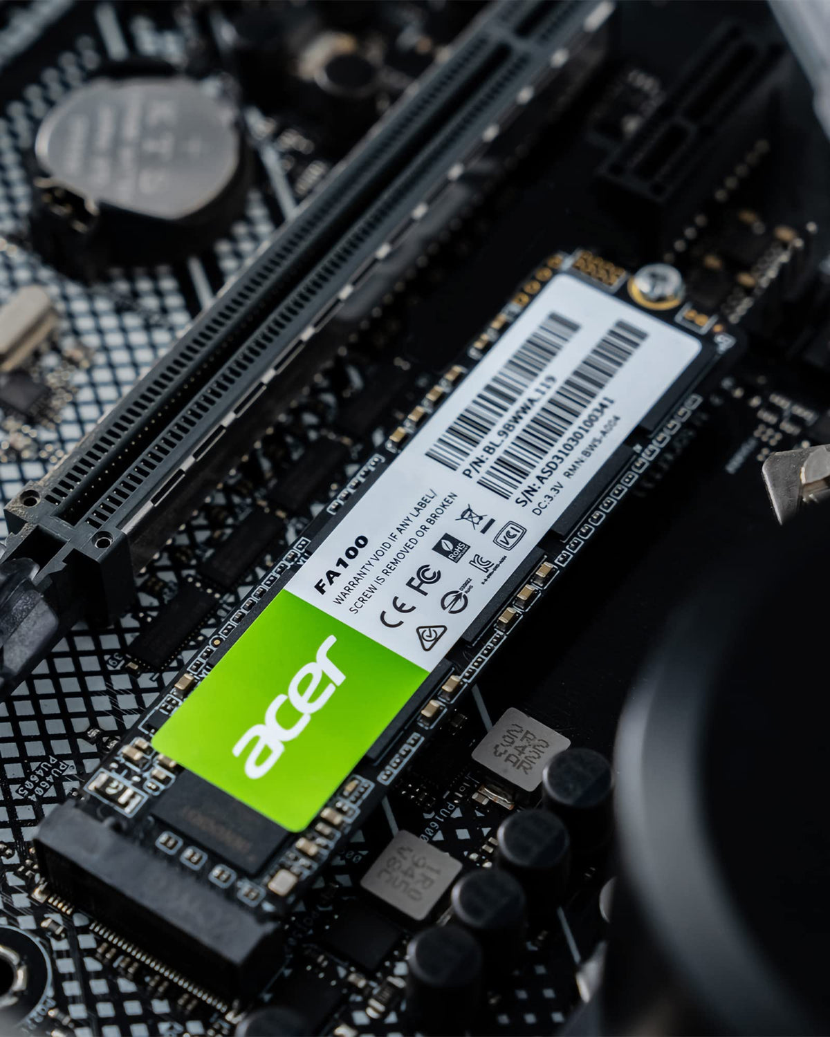 Acer FA100 M.2 2280 SSD 512GB: PCIe 3.0 NVMe with HMB & SLC Cache, Up to 3500 MB/s Read Speed, PC Internal Solid State Drive for Laptop & Desktop Upgrade