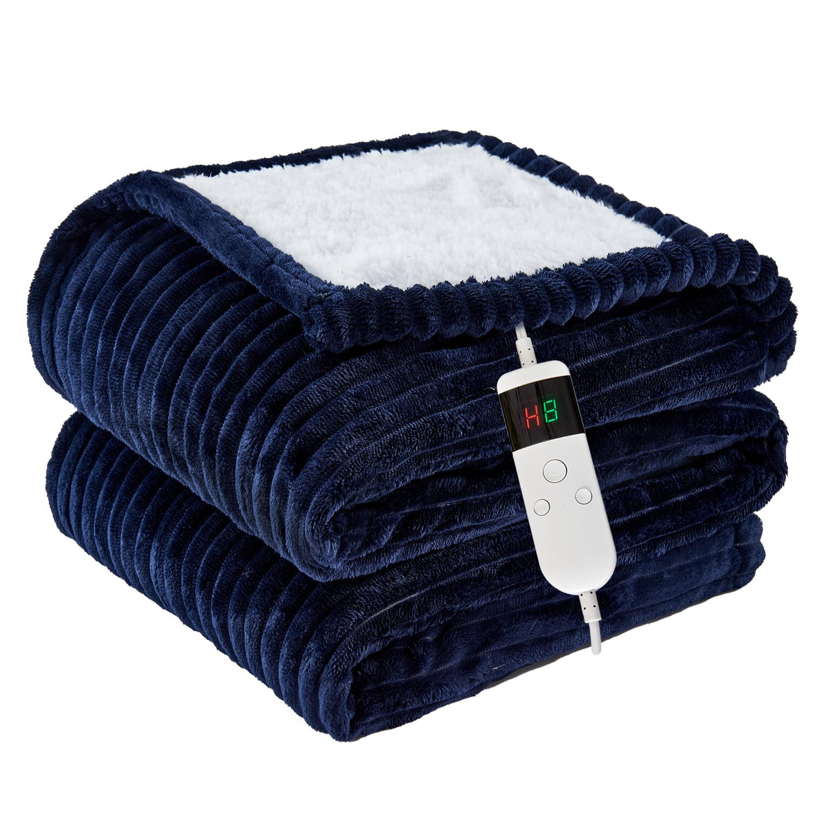Heated Blanket Throw 130×160cm Electric Blanket, 10 Heating Settings, 1-8h Timer overheat Protection, Machine Washable, Flannel & Sherpa Full Body Warming, Electric Throw Blanket for Sofa
