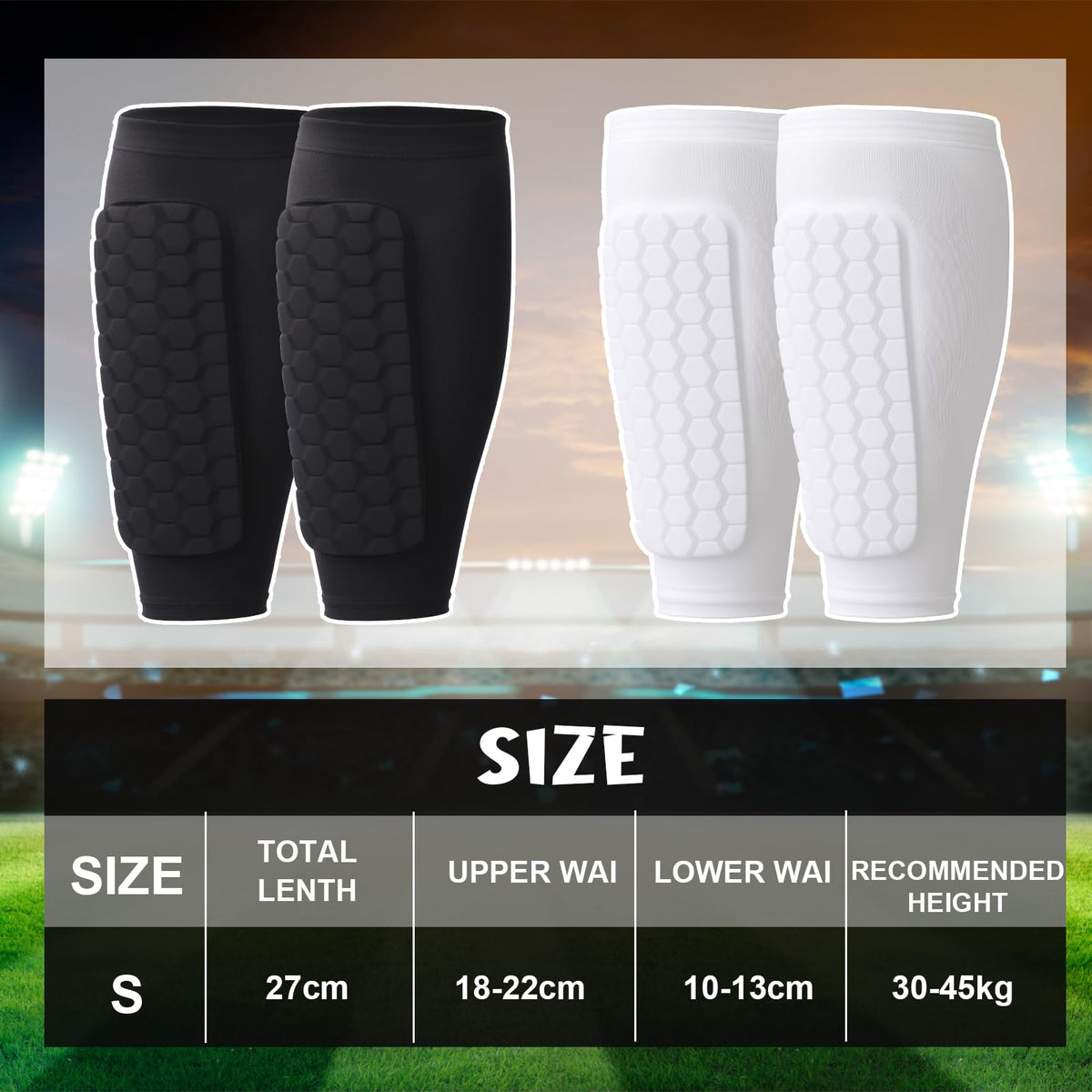 2 Pairs Shin Guards Kids,Shin Defender Kids,Football Soccer Shin Pads, Honeycomb Compression Sleeve Football Shins Guard For Boys Kid Teenagers