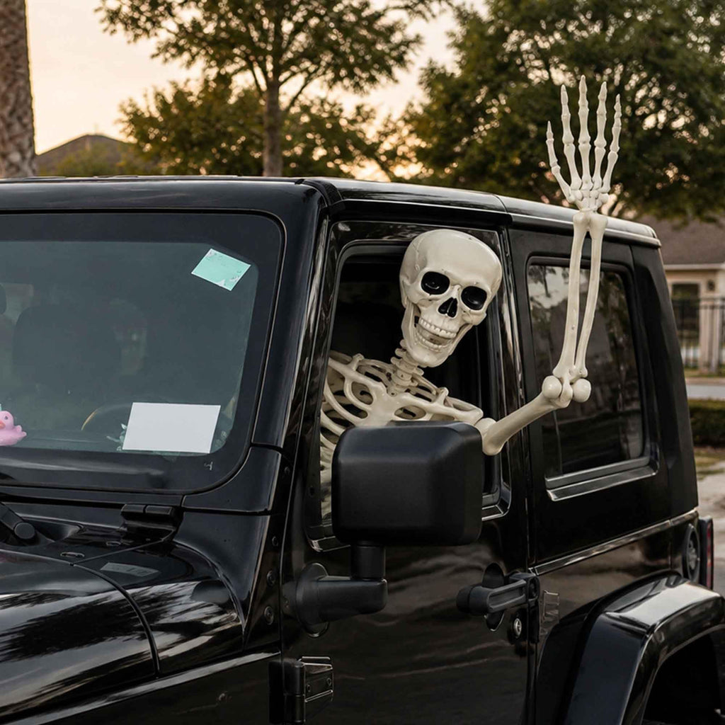 2 Pack 36"Halloween Skeleton - 3 ft Life Size Human Skeleton with Full Body Posable Joints Plastic Skeleton for Halloween Skeletons Decor Yard Patio Lawn Garden Skeleton Props Spooky Party Decoration
