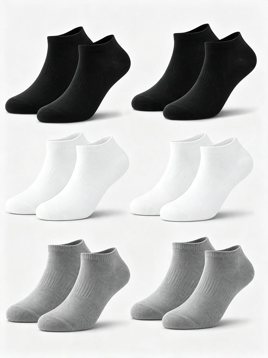 Crew Socks for Men 6 Pairs, Breathable Athletic Running Socks with Moisture Wicking & Arch Support, Comfortable Casual Sports Socks for Daily Wear, All-Day Active Black White Grey