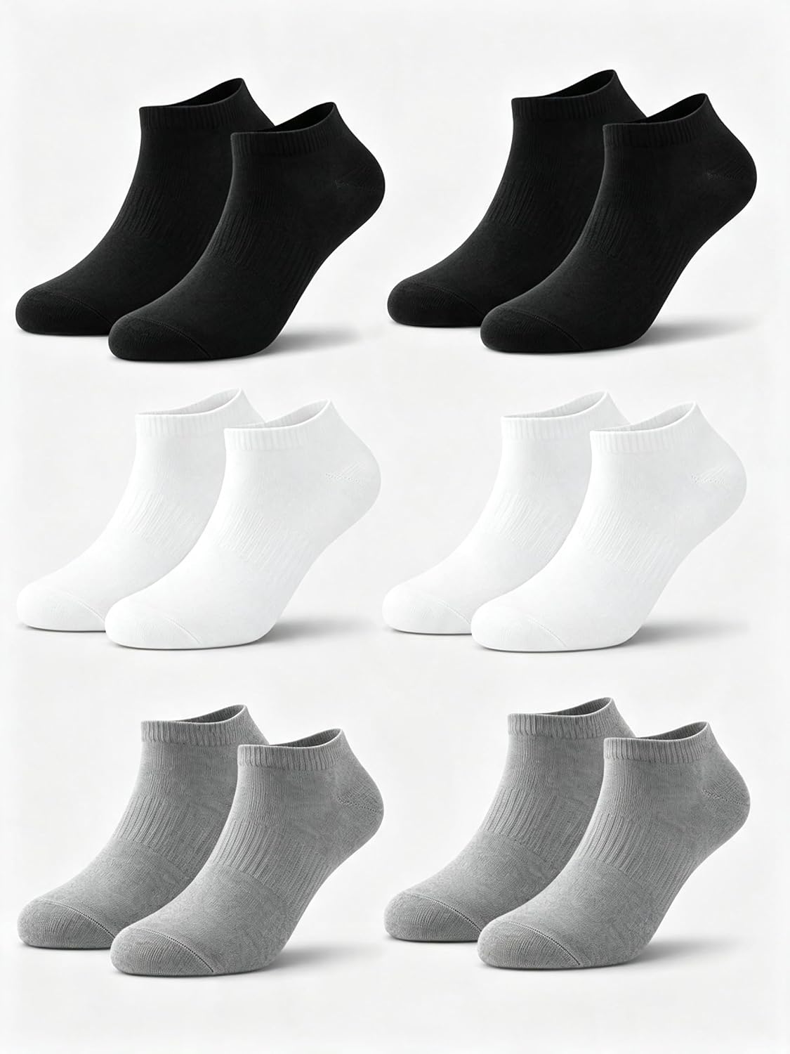 Crew Socks for Men 6 Pairs, Breathable Athletic Running Socks with Moisture Wicking & Arch Support, Comfortable Casual Sports Socks for Daily Wear, All-Day Active Black White Grey