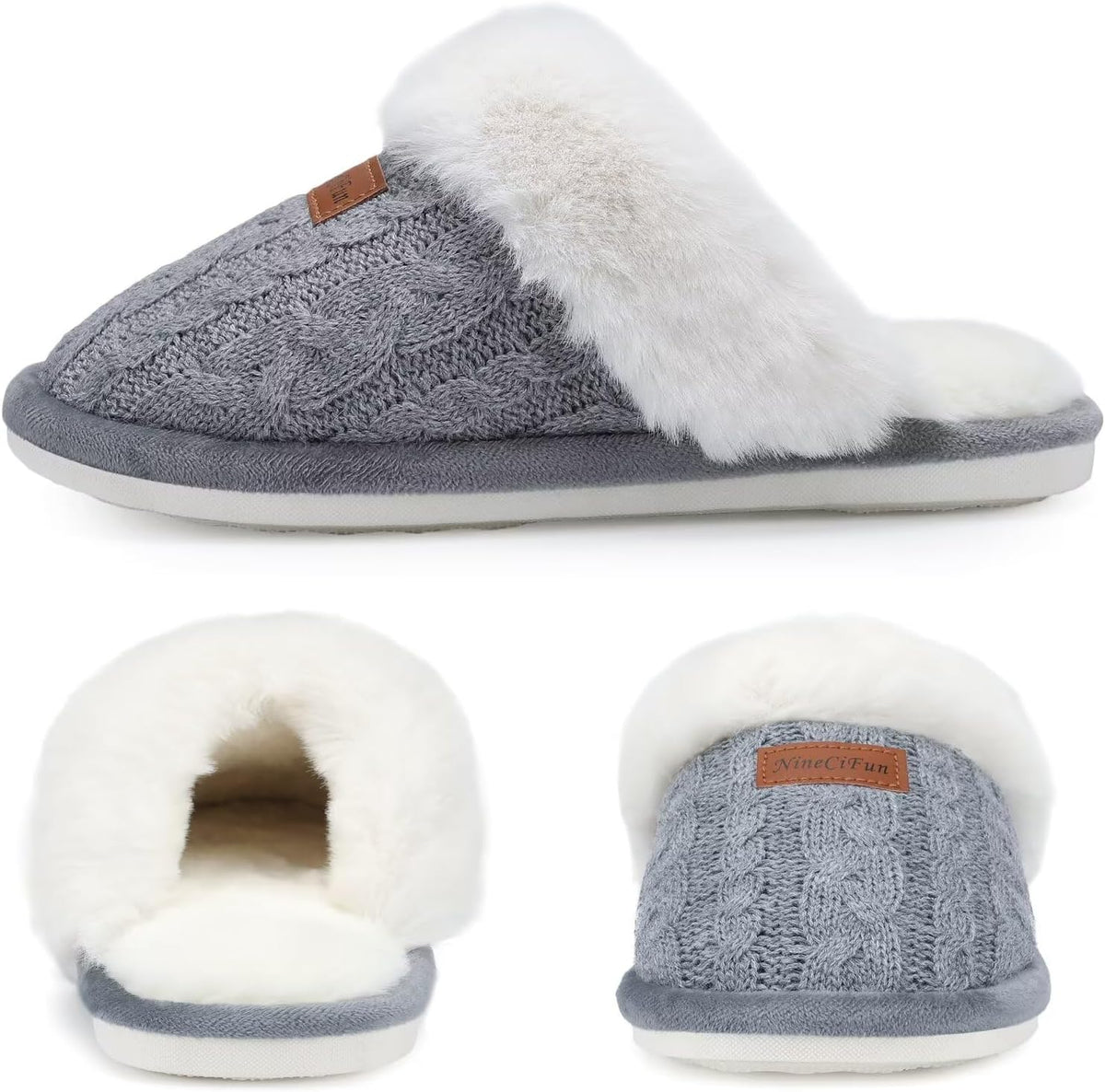 Women's Fuzzy Memory Foam Cozy House Slippers with Soft Faux Fur Lining