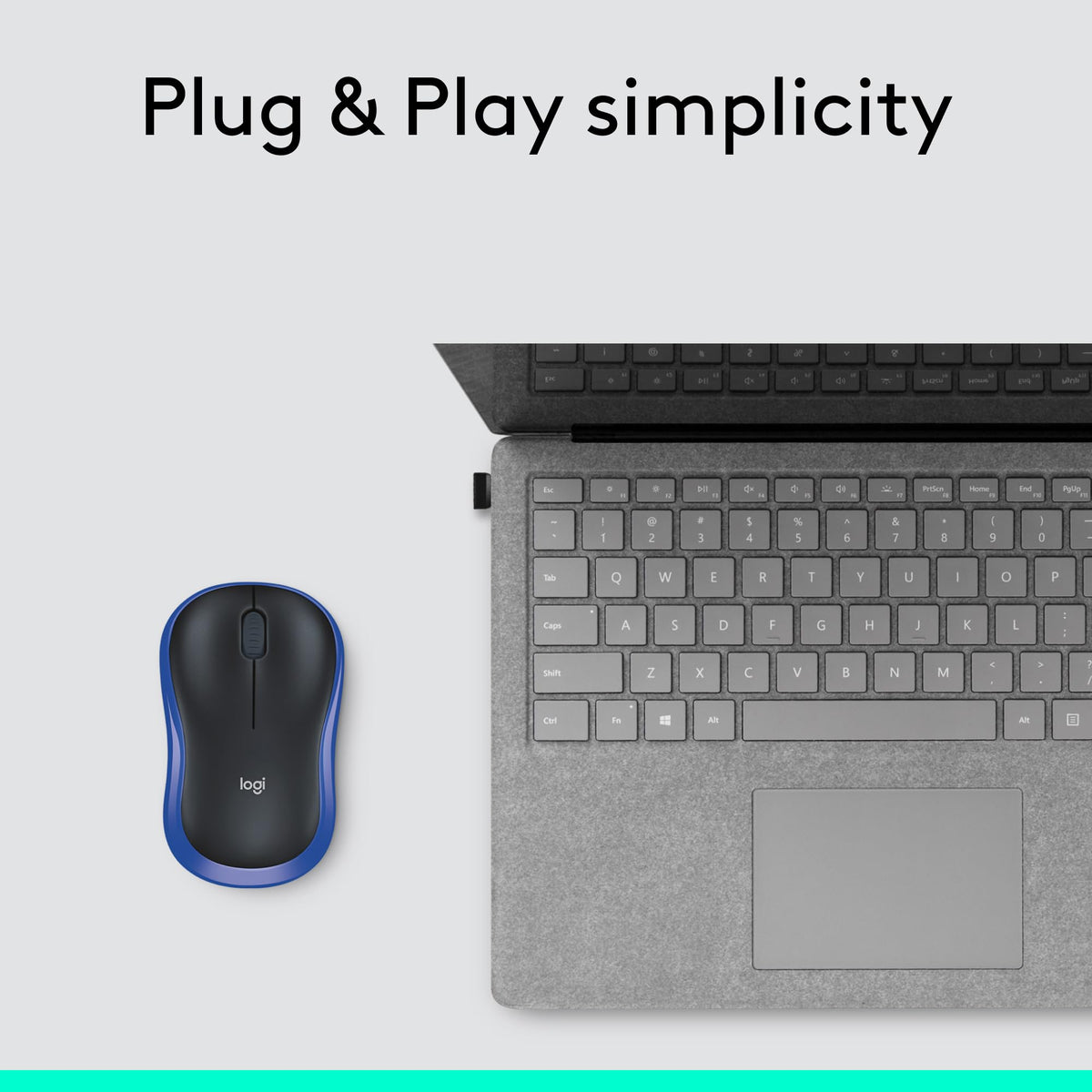 Logitech M185 Wireless Mouse, 2.4GHz with USB Mini Receiver, 12-Month Battery Life, 1000 DPI Optical Tracking, Ambidextrous, Compatible with PC, Mac, Laptop - Grey