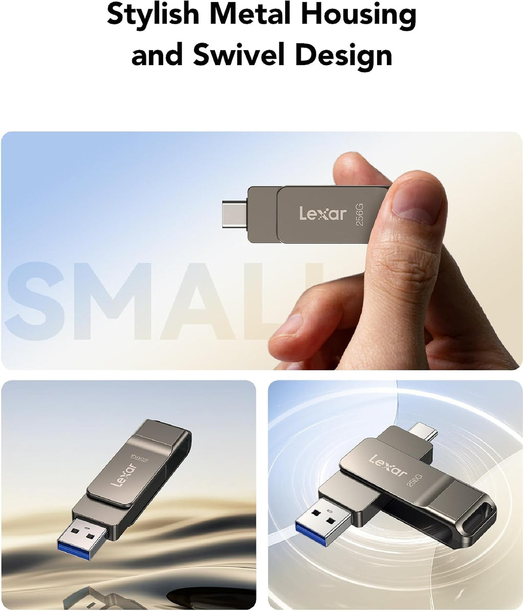Lexar D40E 128GB Dual USB 3.2 Gen 1 Type-C Jump Drive,Champagne Silver