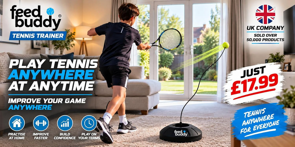 FEED BUDDY Tennis Trainer – Solo Practice Training Aid with Ball.