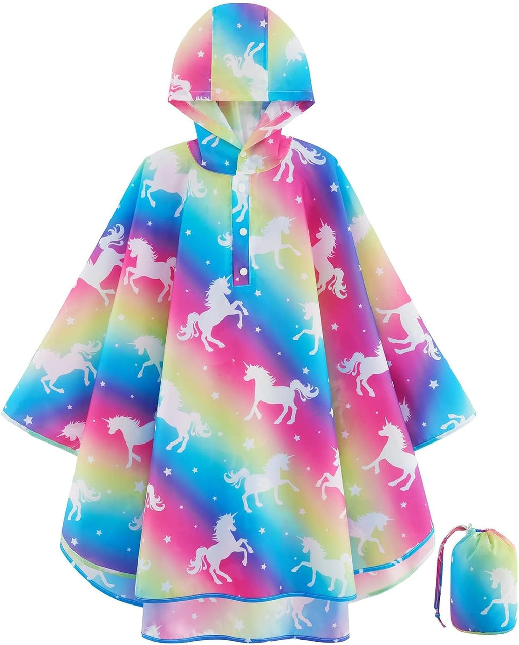 WAWSAM Kids Rain Poncho Waterproof Boys Girls Portable Raincoat Rain Jacket Lightweight Rainwear