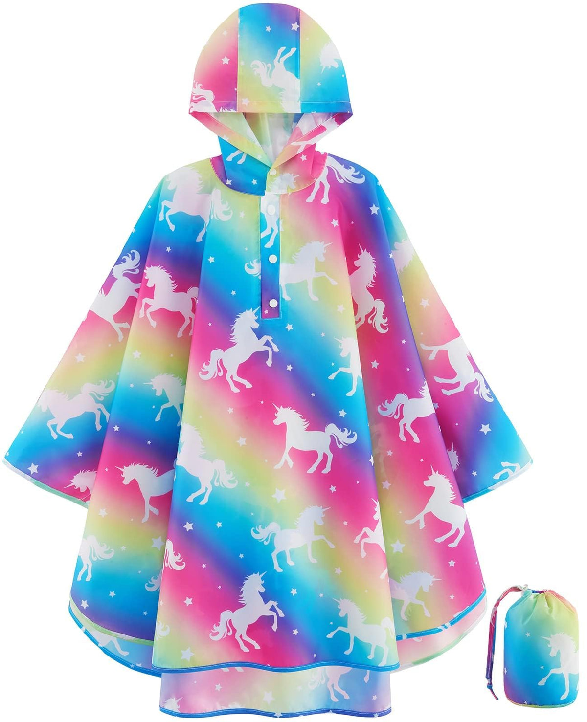 WAWSAM Kids Rain Poncho Waterproof Boys Girls Portable Raincoat Rain Jacket Lightweight Rainwear