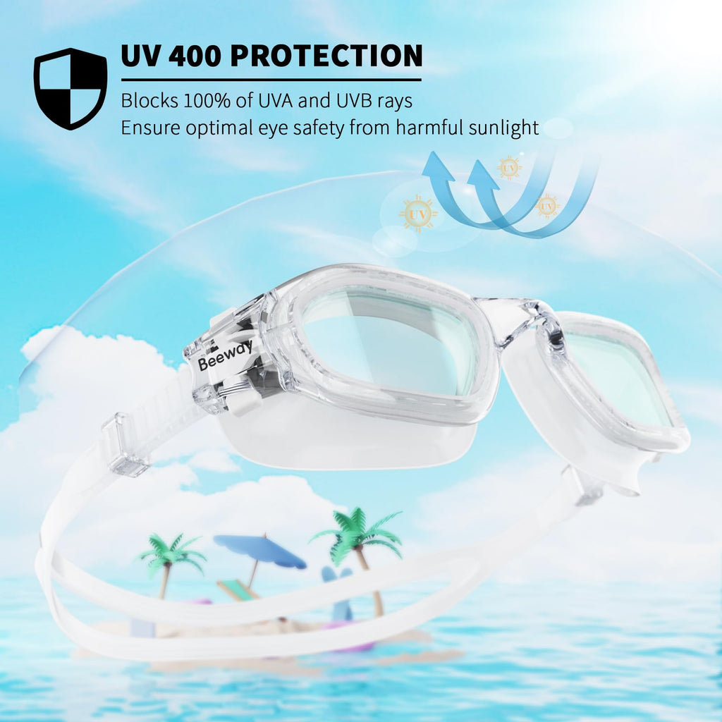 BEEWAY Kids Swimming Goggles for Boys Girls Age 6-14 Anti Fog & Leak Proof