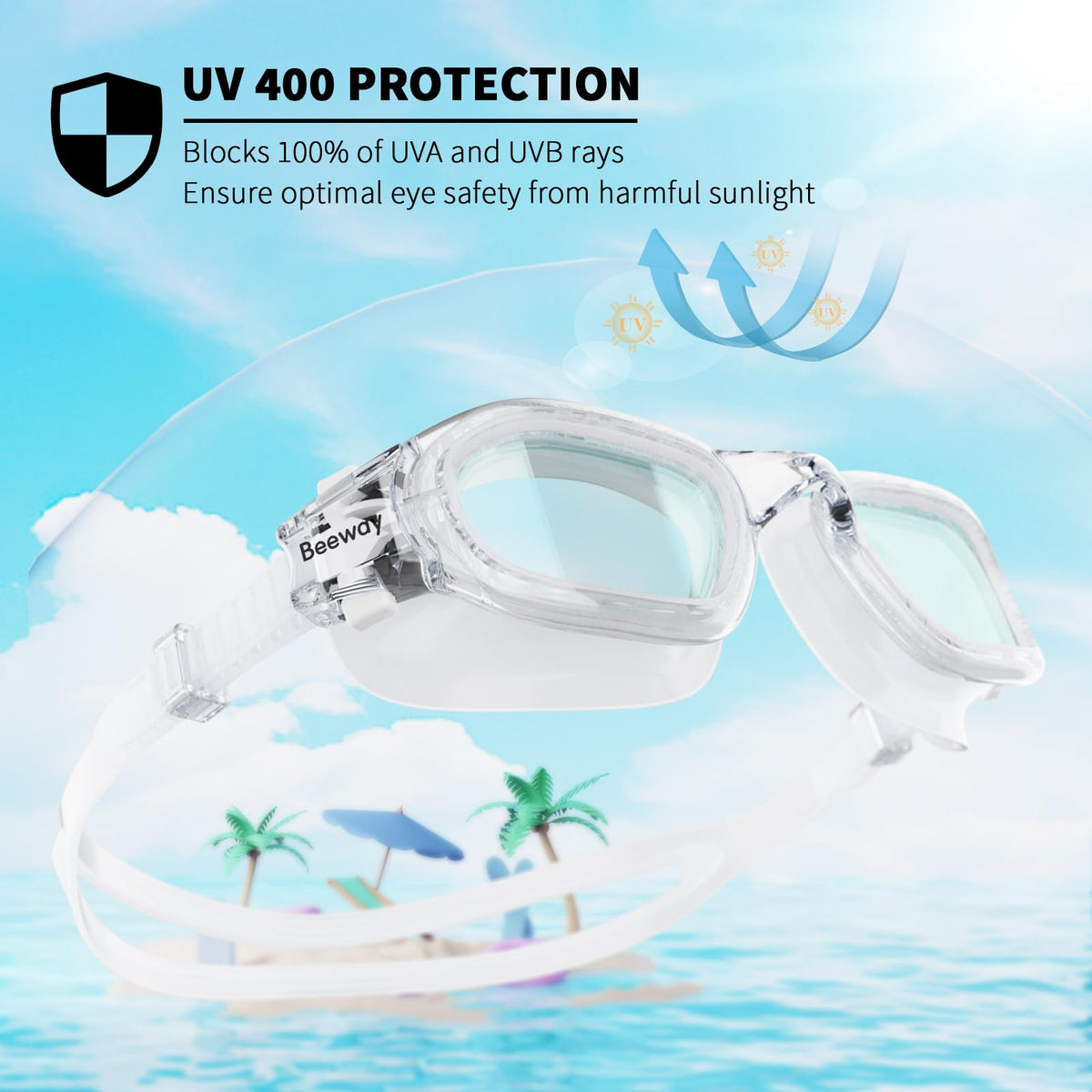 BEEWAY Kids Swimming Goggles for Boys Girls Age 6-14 Anti Fog & Leak Proof