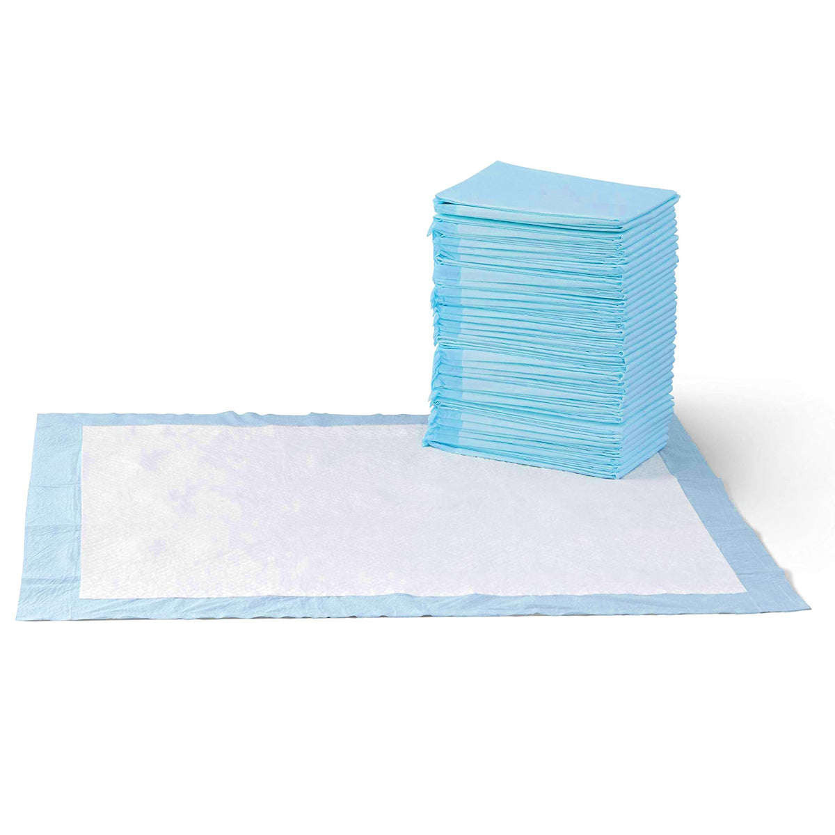 Amazon Basics Puppy Training Pads, 5-Layer Leakproof Design, Quick-Dry Surface, Regular 56 x 56 cm, Pack of 50, Blue