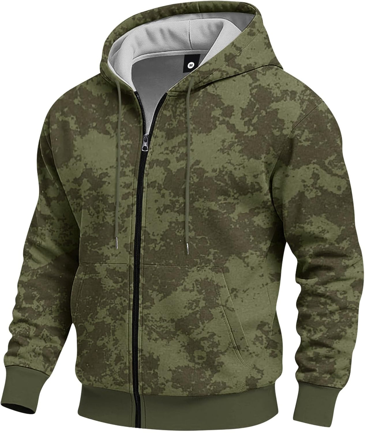 Men's Spring/Autumn Thin Long-Sleeved Pocket Tie-Dye Camouflage Zipper Hooded Sweatshirt Fashionable Casual Sports Tops