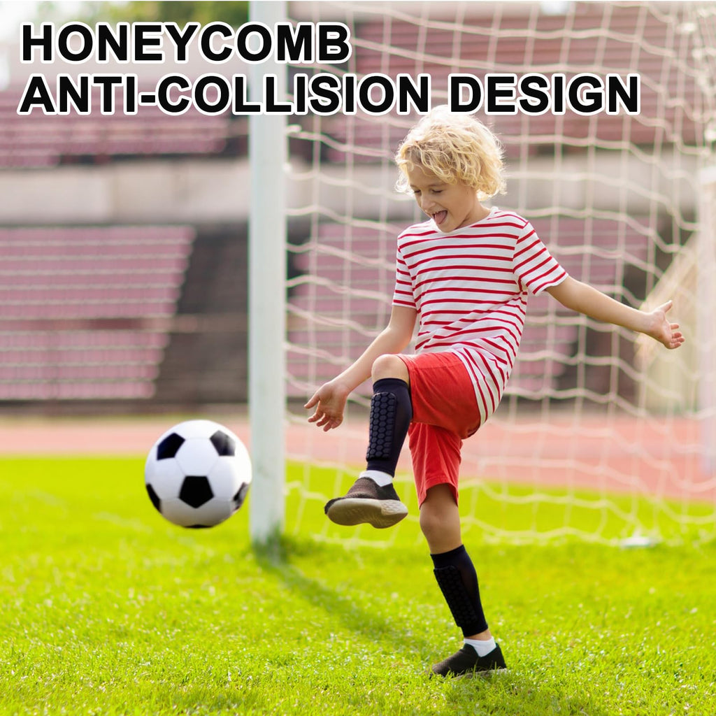 2 Pairs Shin Guards Kids,Shin Defender Kids,Football Soccer Shin Pads, Honeycomb Compression Sleeve Football Shins Guard For Boys Kid Teenagers