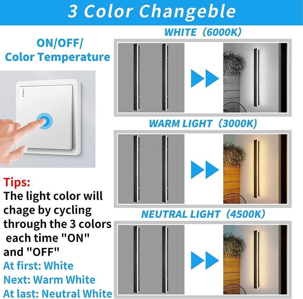 Outdoor LED Wall Light 80cm IP65 3 Colour Modern Strip Garden Lamp Mikeru