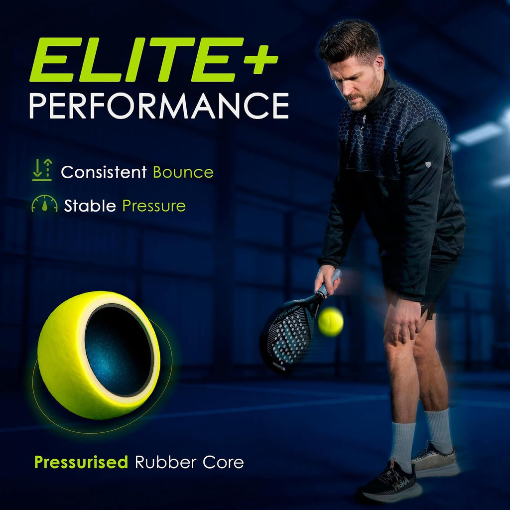 Raquex Elite Padel Balls - Standard or Pace - FIP Approved, 3 to 120 Balls