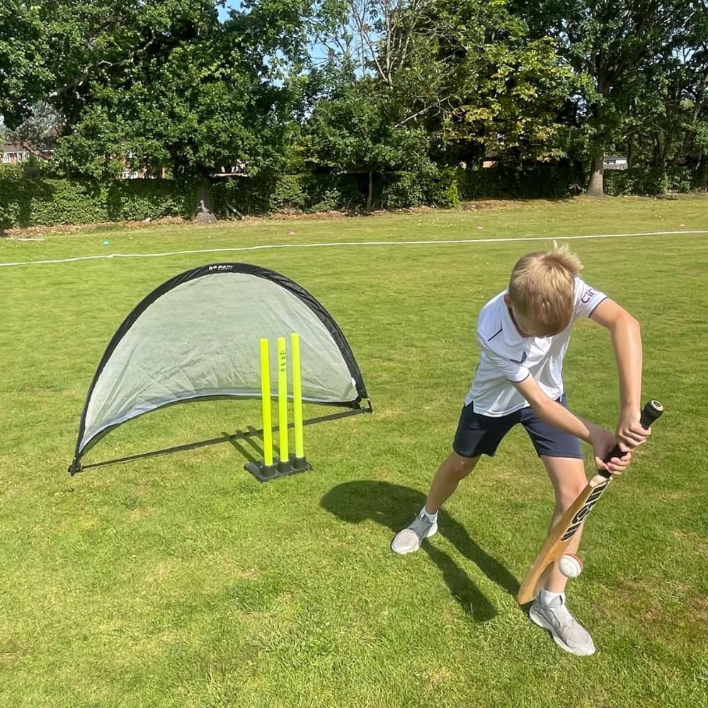 Ram Cricket pop-up ball stop net. Quick setup, portable for multi-sport use