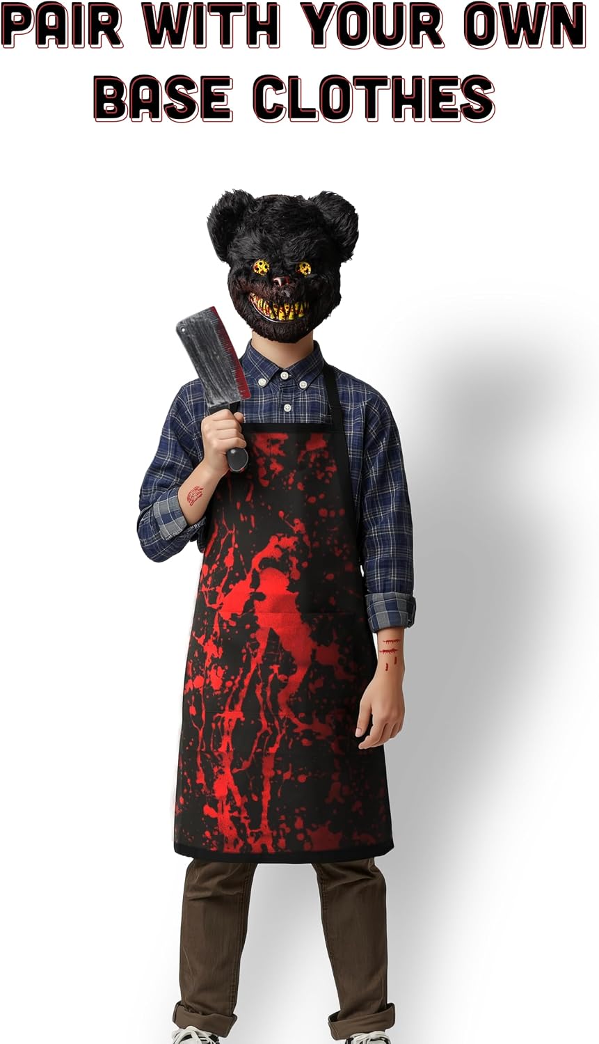 5 pcs Killer Bear Halloween Costumes - Boys Ages 5-12 One Size Fits All - 2026 Trending Fancy Dress - UK Based Brand
