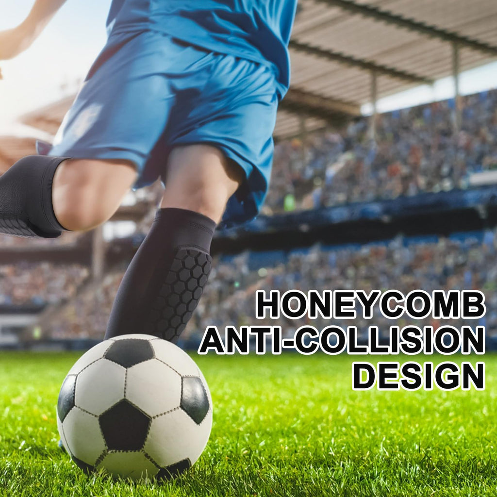 2 Pairs Shin Guards Kids,Shin Defender Kids,Football Soccer Shin Pads, Honeycomb Compression Sleeve Football Shins Guard For Boys Kid Teenagers