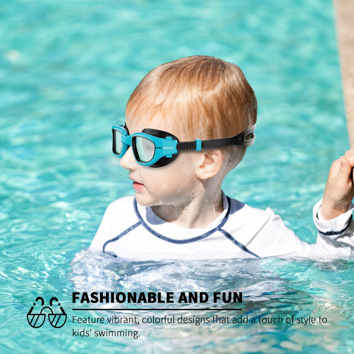 BEEWAY Kids Swimming Goggles for Boys Girls Age 6-14 Anti Fog & Leak Proof