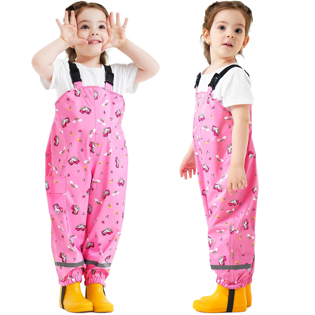 Kids Waterproof Trousers Boys Girls Rain Dungarees, 2-7 Years