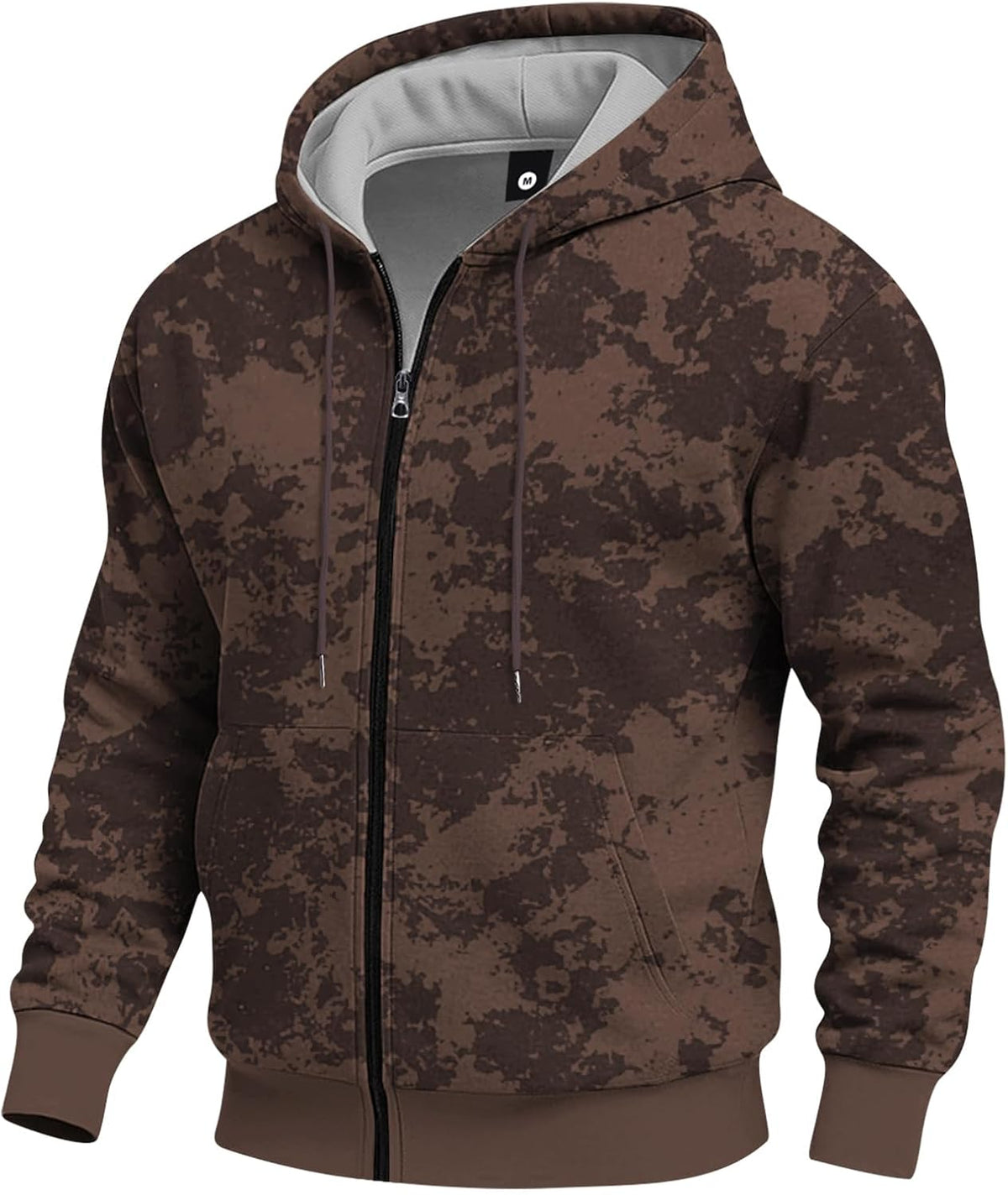 Men's Spring/Autumn Thin Long-Sleeved Pocket Tie-Dye Camouflage Zipper Hooded Sweatshirt Fashionable Casual Sports Tops