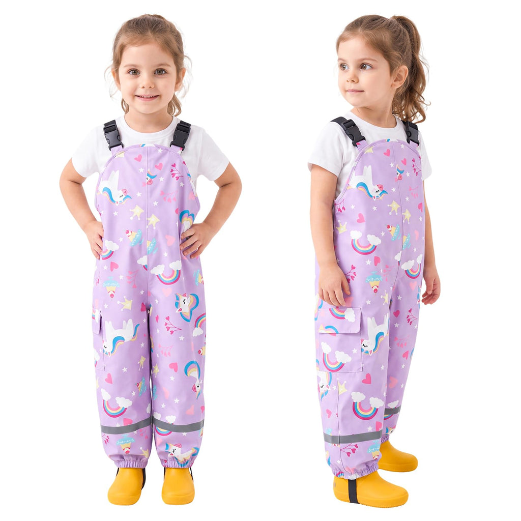 Kids Waterproof Trousers Boys Girls Rain Dungarees, 2-7 Years