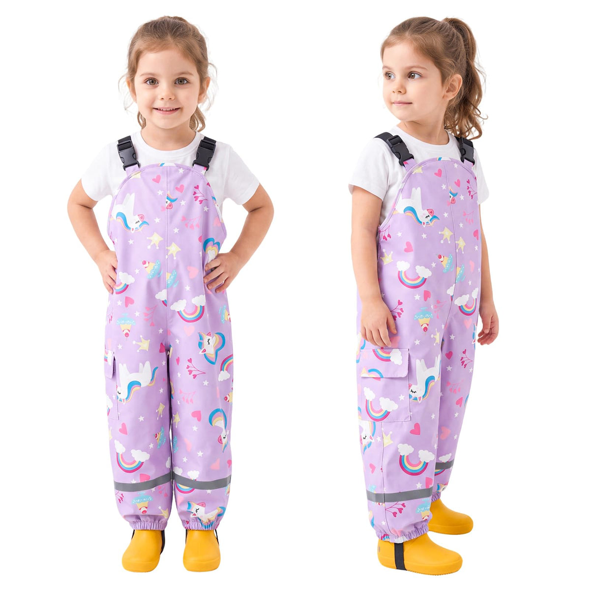 Kids Waterproof Trousers Boys Girls Rain Dungarees, 2-7 Years
