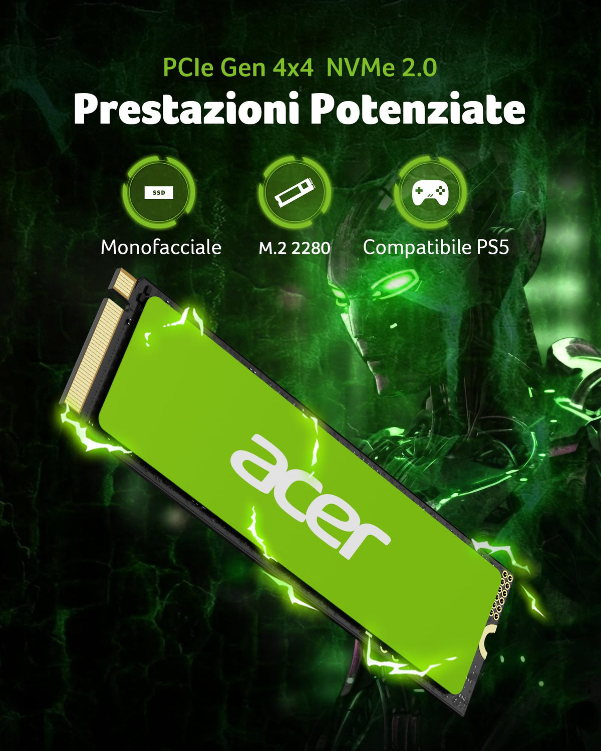 Acer FA100 M.2 2280 SSD 512GB: PCIe 3.0 NVMe with HMB & SLC Cache, Up to 3500 MB/s Read Speed, PC Internal Solid State Drive for Laptop & Desktop Upgrade