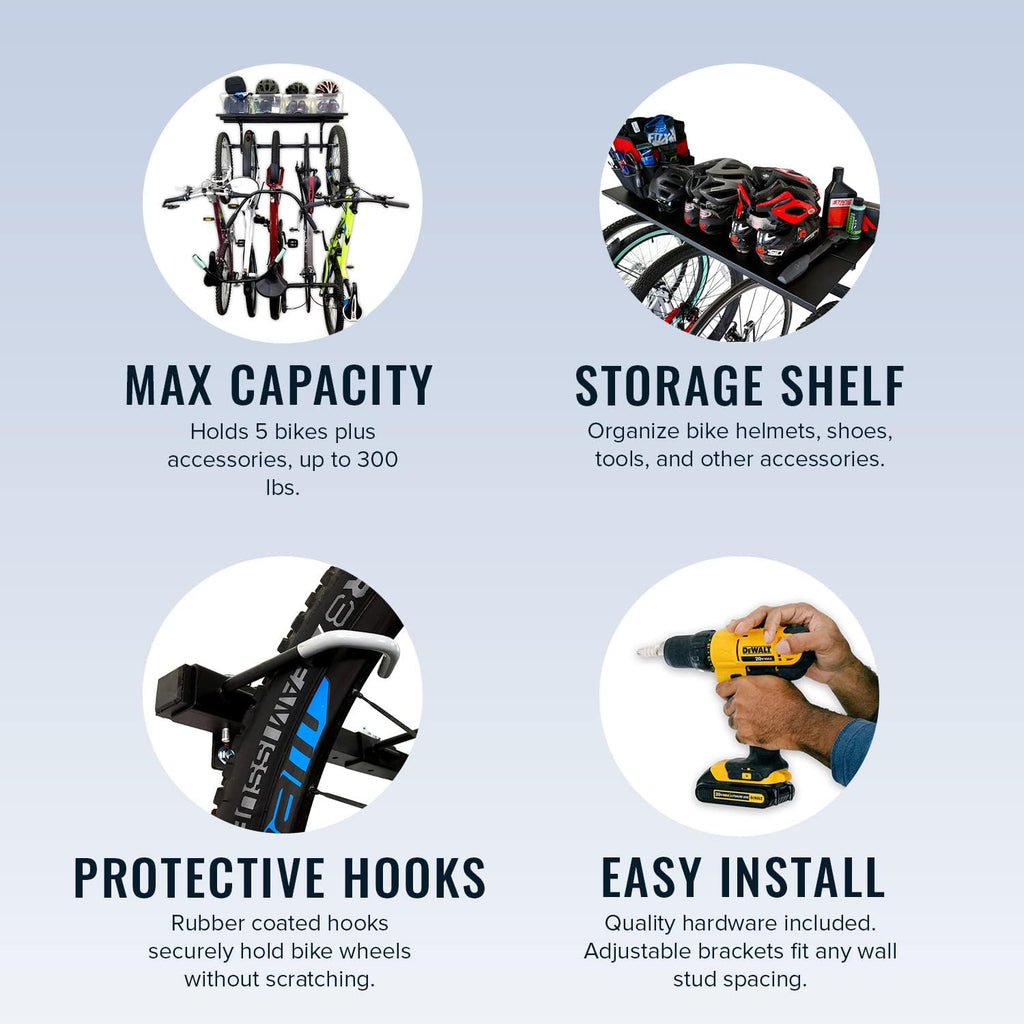 5 Bike Storage Rack Wall Mount 135kg Adjustable Cycling Organizer StoreYourBoard